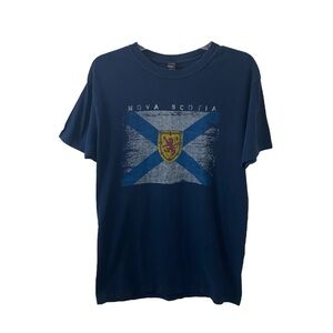 Men's Nova Scotia Navy Flag T-Shirt 100% Cotton Size Medium